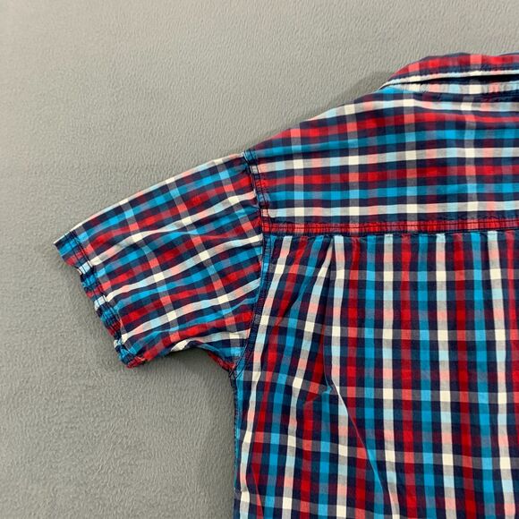 Kavu Button Down Shirt Mans Small Multicolor Plaid Short Sleeve Pockets Front - Picture 4 of 12